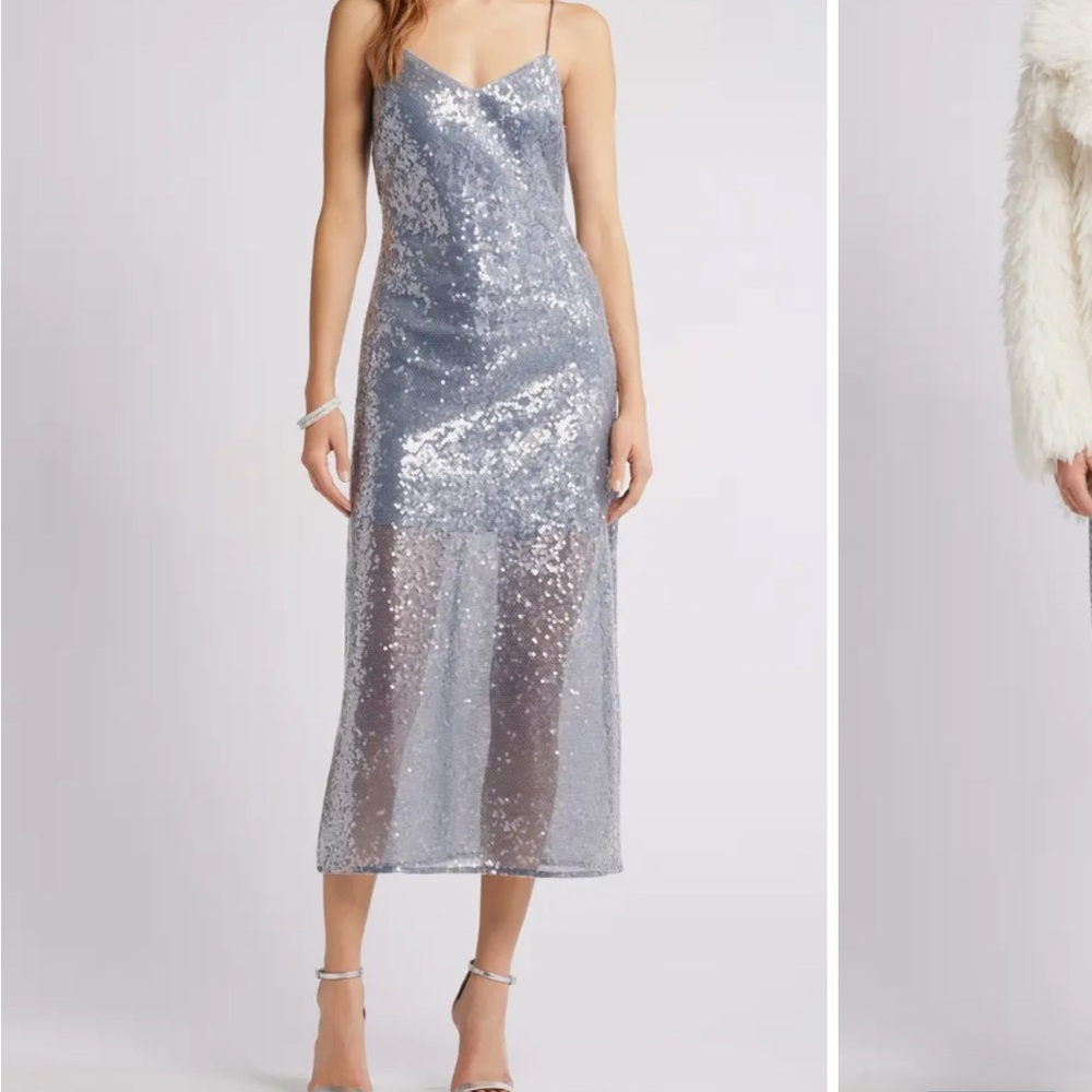 Elegant Silver Sequin Dress